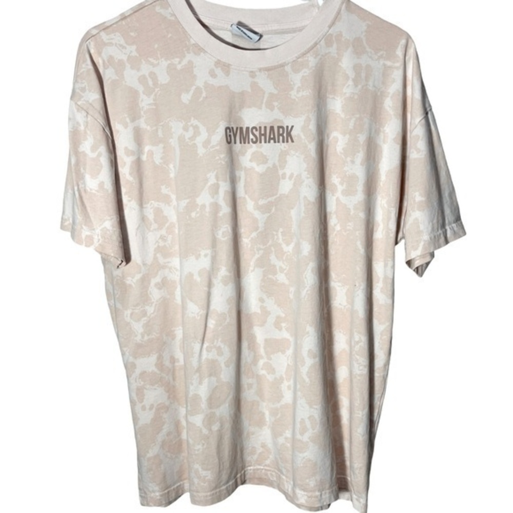 Gymshark Mens Camo Logo Crewneck Short Sleeve Gym T-Shirt - Cream/White size M